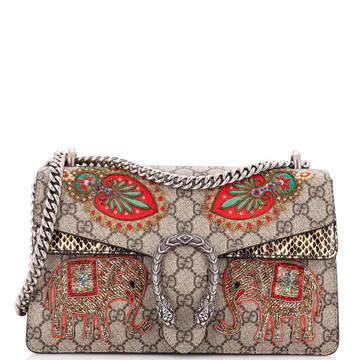 Dionysus Bag Embroidered GG Coated Canvas with Python Small | Rebag