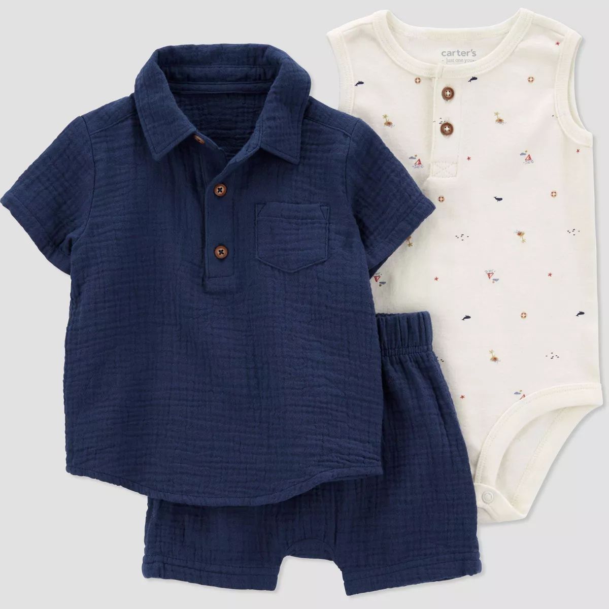 Carter's Just One You® Baby Boys' 3pc Top & Bottom Set - Navy Blue/White | Target