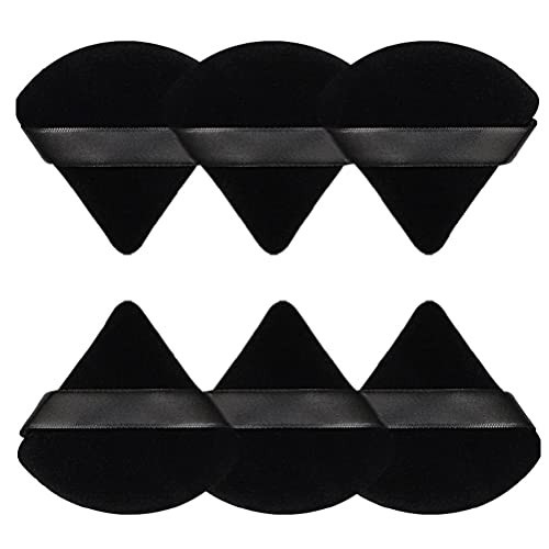 Pimoys 6 Pcs Powder Puff, Face Soft Triangle Makeup Puff Velour Makeup Sponge for Loose Powder (Black) | Amazon (US)