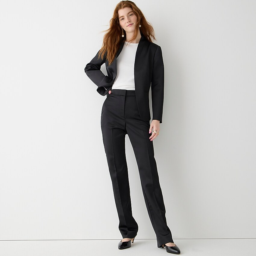 Full-length Kate straight-leg pant in structured satin | J. Crew US