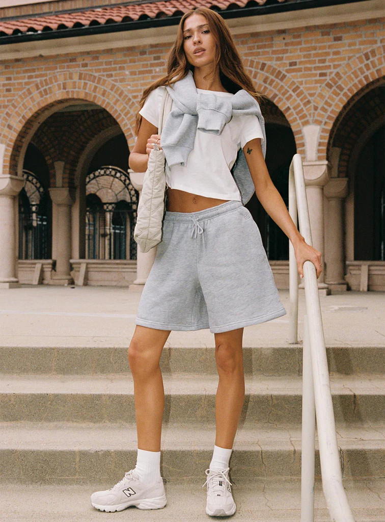 Dream Fleece Longline Shorts Grey Marle | Princess Polly US
