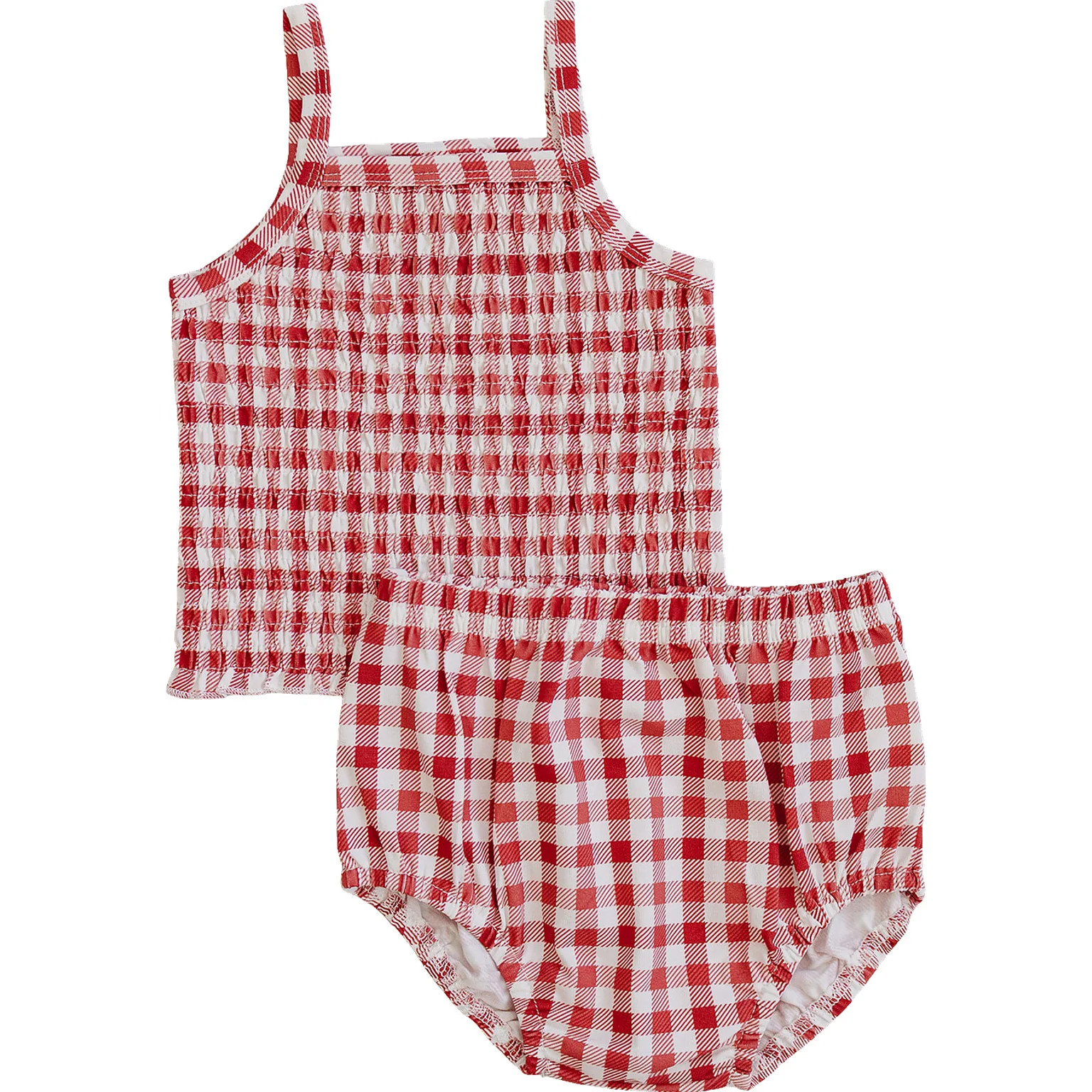 Gingham Ruched Bloomer Set | Mebie Baby