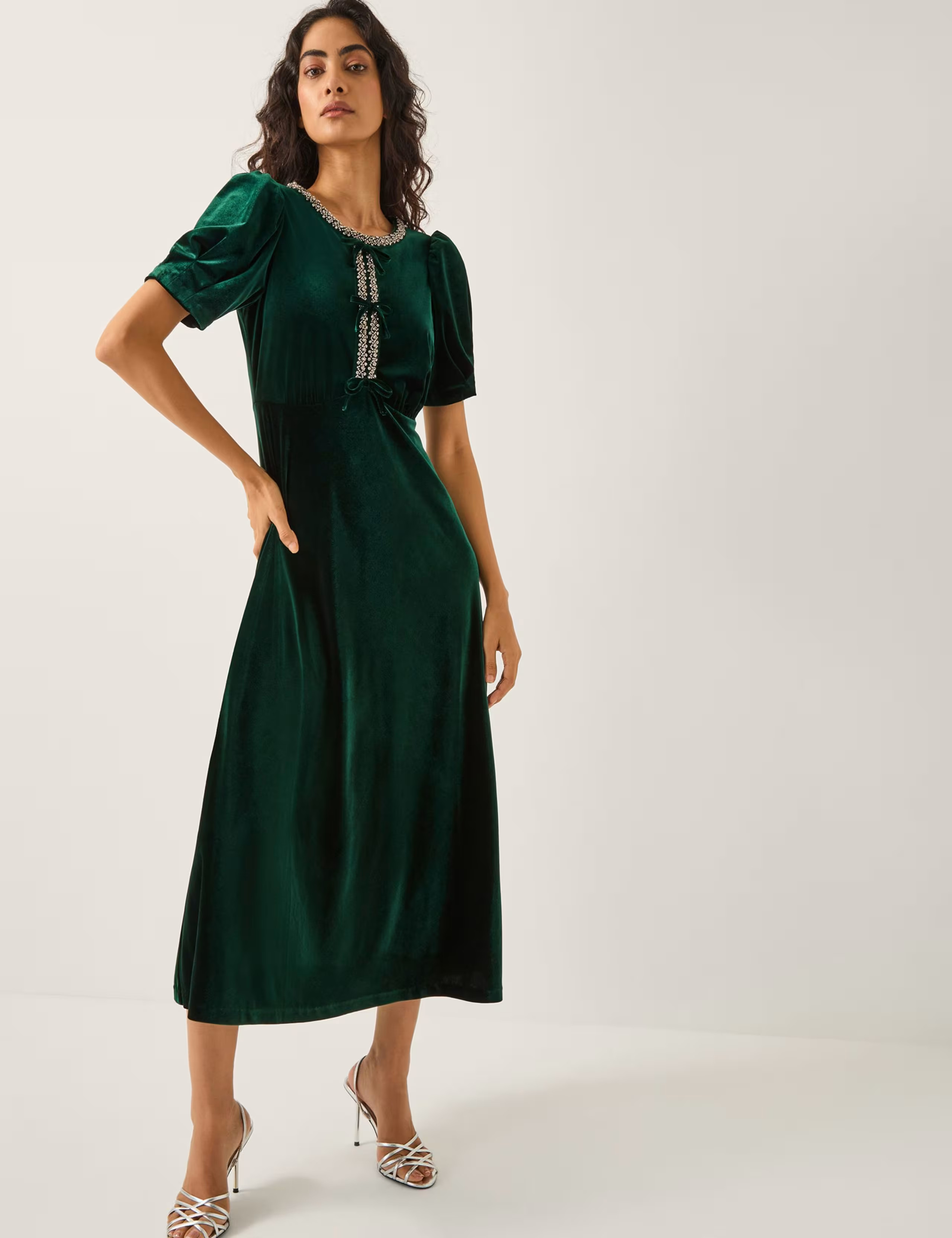 Velvet Embellished Midi Tea Dress | Marks & Spencer (UK)