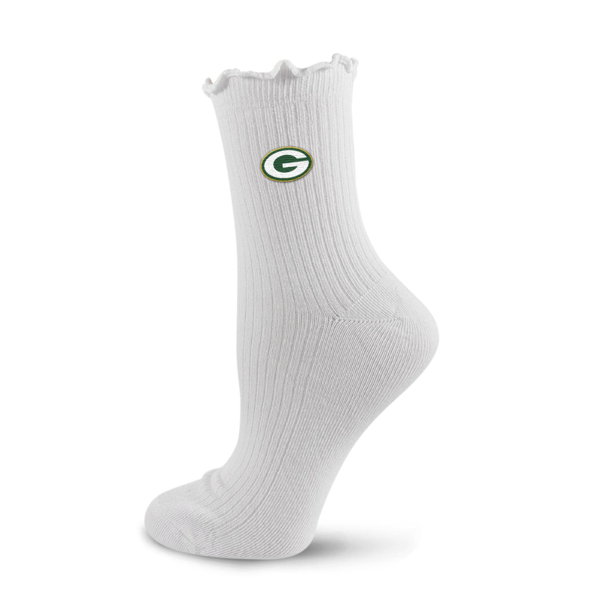Green Bay Packers PRO Compression Logo Lettuce Hem Quarter Socks - White | Fanatics
