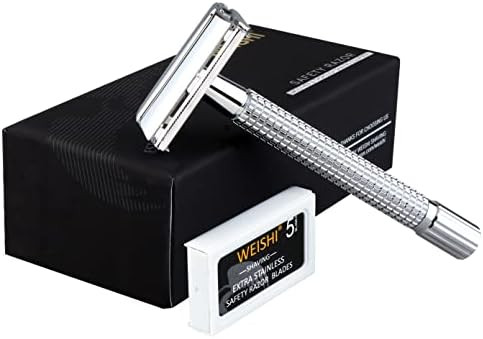 WEISHI Butterfly Open Double Edge Safety Razor Chrome Long Handle Reusable Razor | Amazon (US)