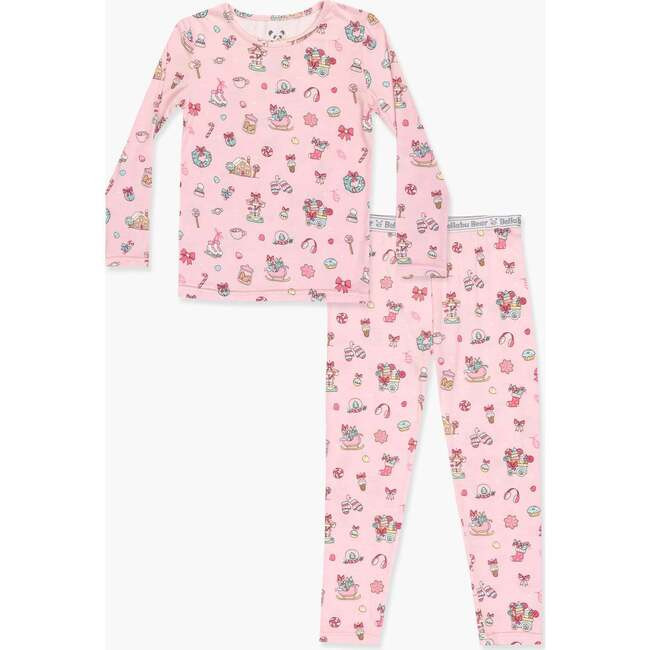 Candy Cane Lane Bamboo Kids Pajamas, Pink | Maisonette