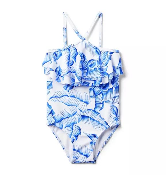Recycled Palm Ruffle Halter Swimsuit | Janie and Jack