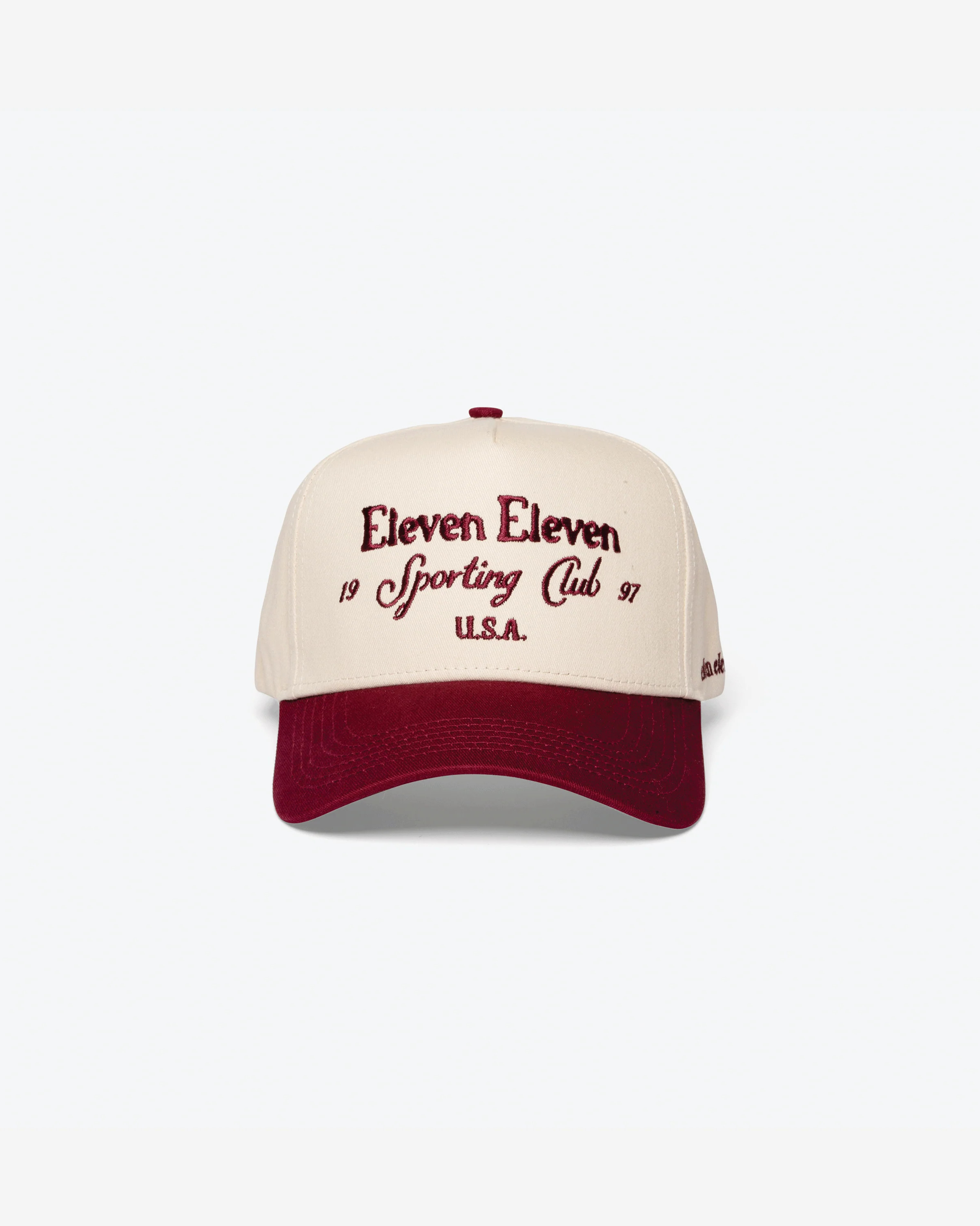 Sporting Club Cap (Beige & Maroon) | Eleven Eleven