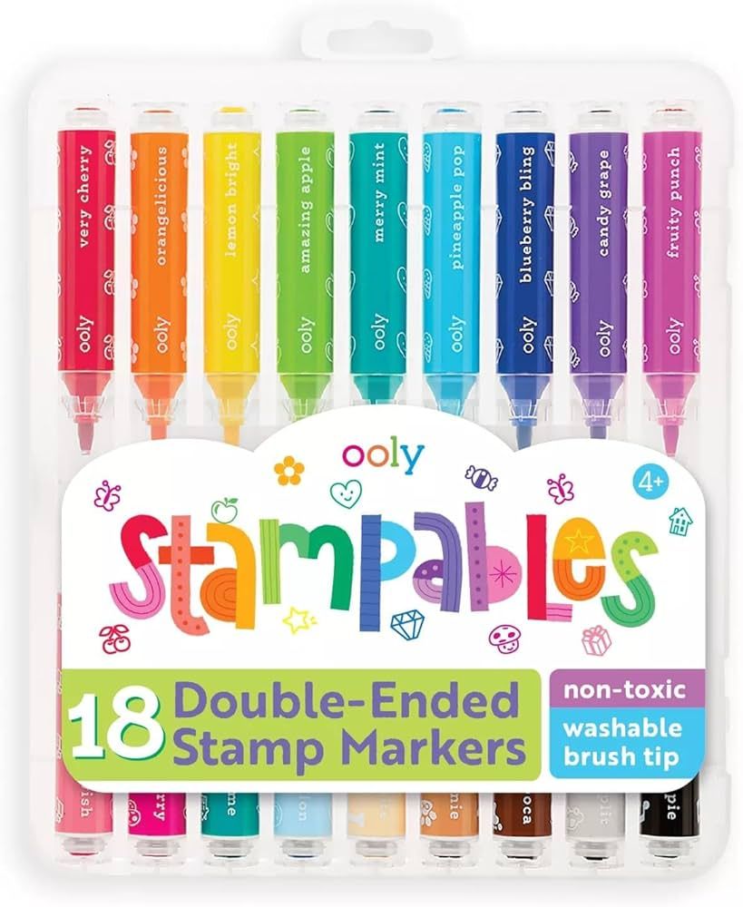 Ooly Double-Sided Stampable Washable Markers, 18 Colors, Cute School Supplies, Safe Non-Toxic | Amazon (US)
