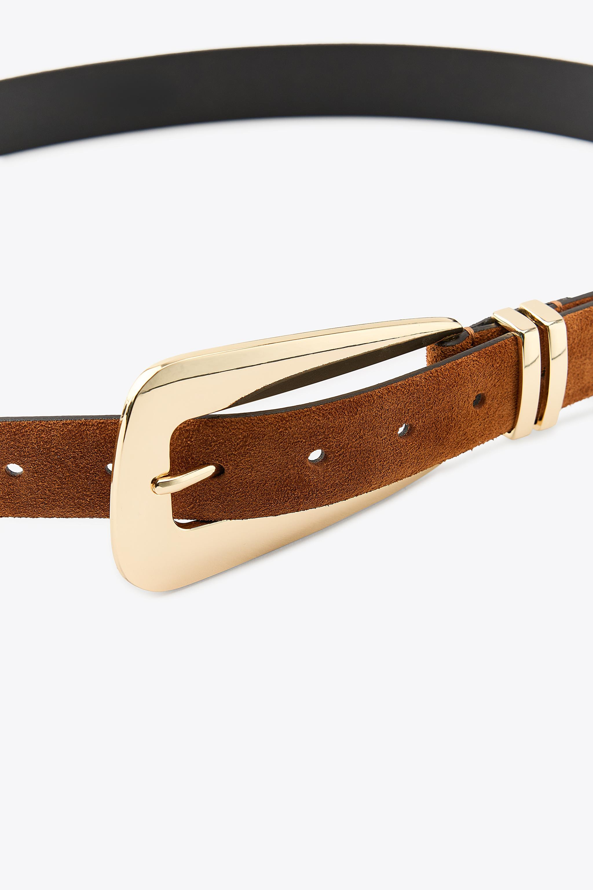 SPLIT LEATHER BELT WITH LARGE BUCKLE | Zara US