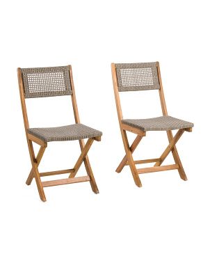 Set Of 2 Outdoor Acacia Wood And Wicker Folding Chairs | The Global Decor Shop | Marshalls | Marshalls