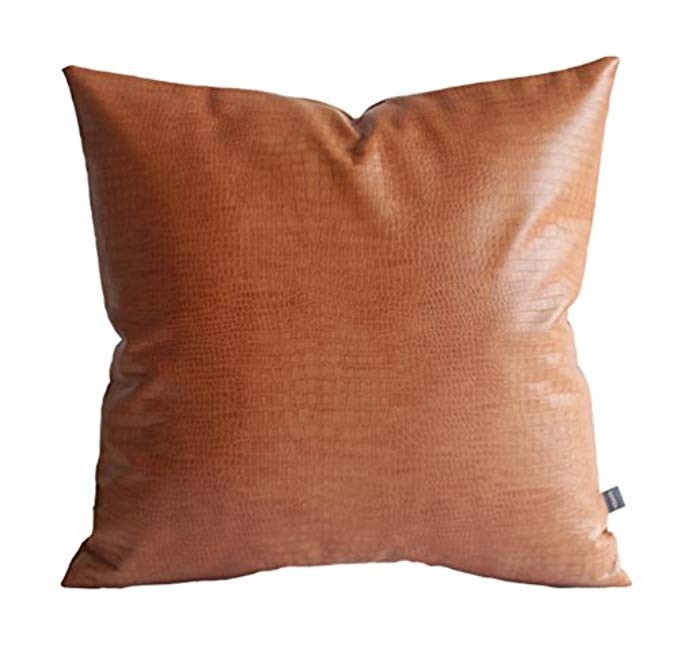Kdays Faux Leather Crocodile Tan Pillow Cover Throw Pillow Cover Decorative Couch Cushion Cover 18x1 | Amazon (US)