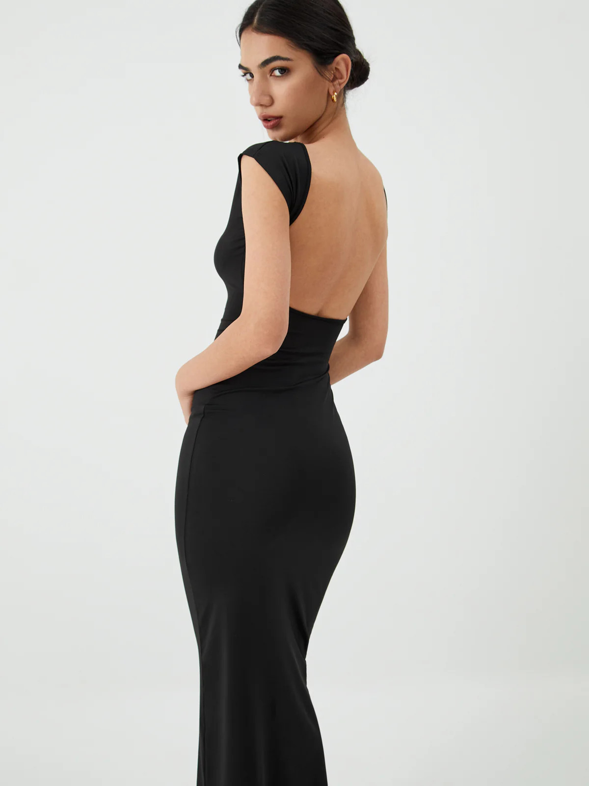 Solid Backless Midi Dress | Commense