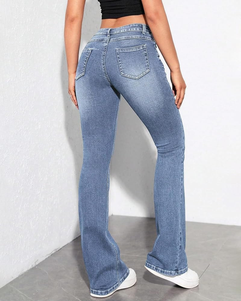 Women's Bell Bottom Jeans Low Waist Classic Stretch Flared Jeans Denim Bell Bottom Pants | Amazon (US)
