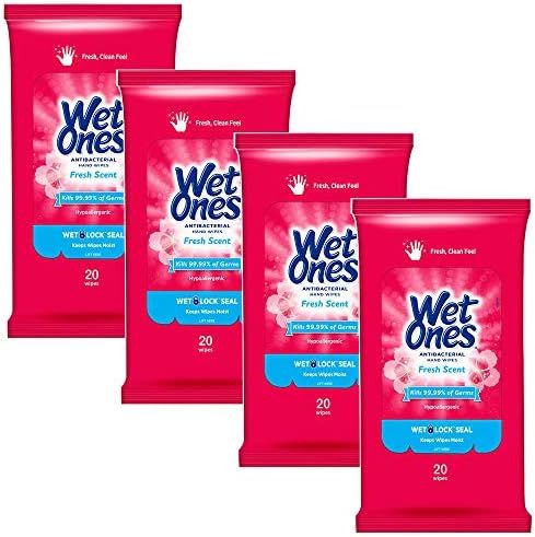 WET ONES Antibacterial Hand Wipes, Fresh Scent 20 ea (Pack of 4) | Amazon (US)