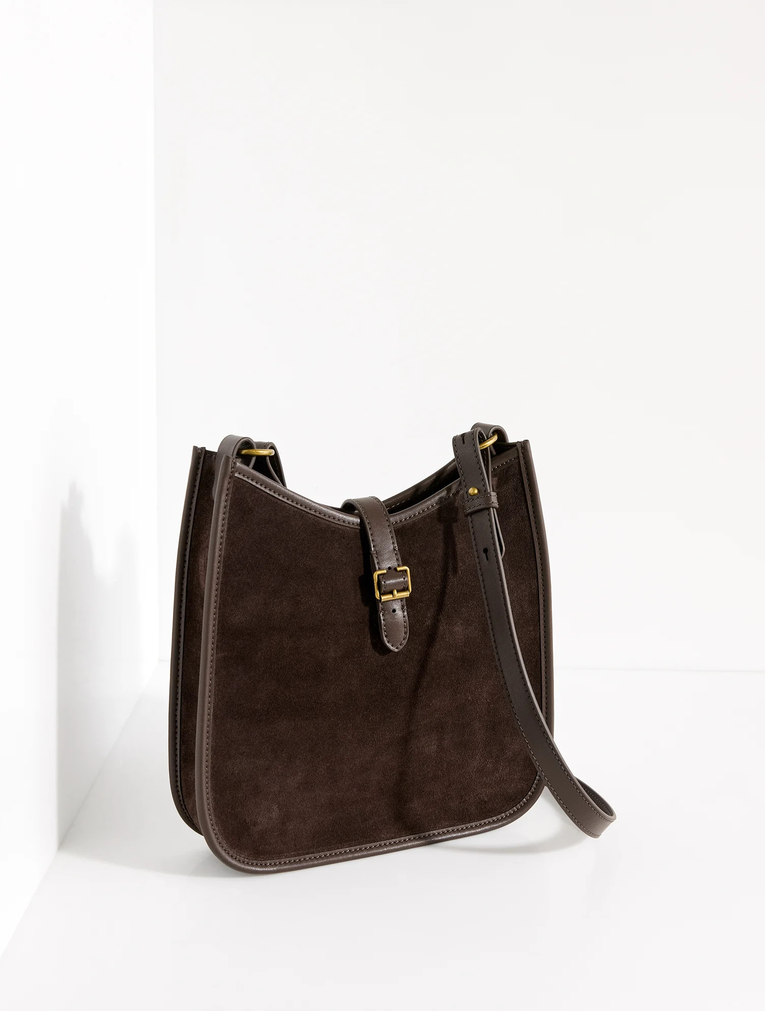 Nadine Suede Saddle Bag - Dark Chocolate - 001 Talbots | Talbots