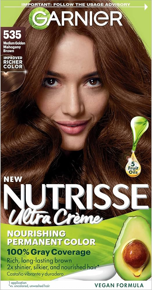Garnier Hair Color Nutrisse Nourishing Creme, 535 Medium Golden Mahogany Brown (Chocolate Caramel... | Amazon (US)