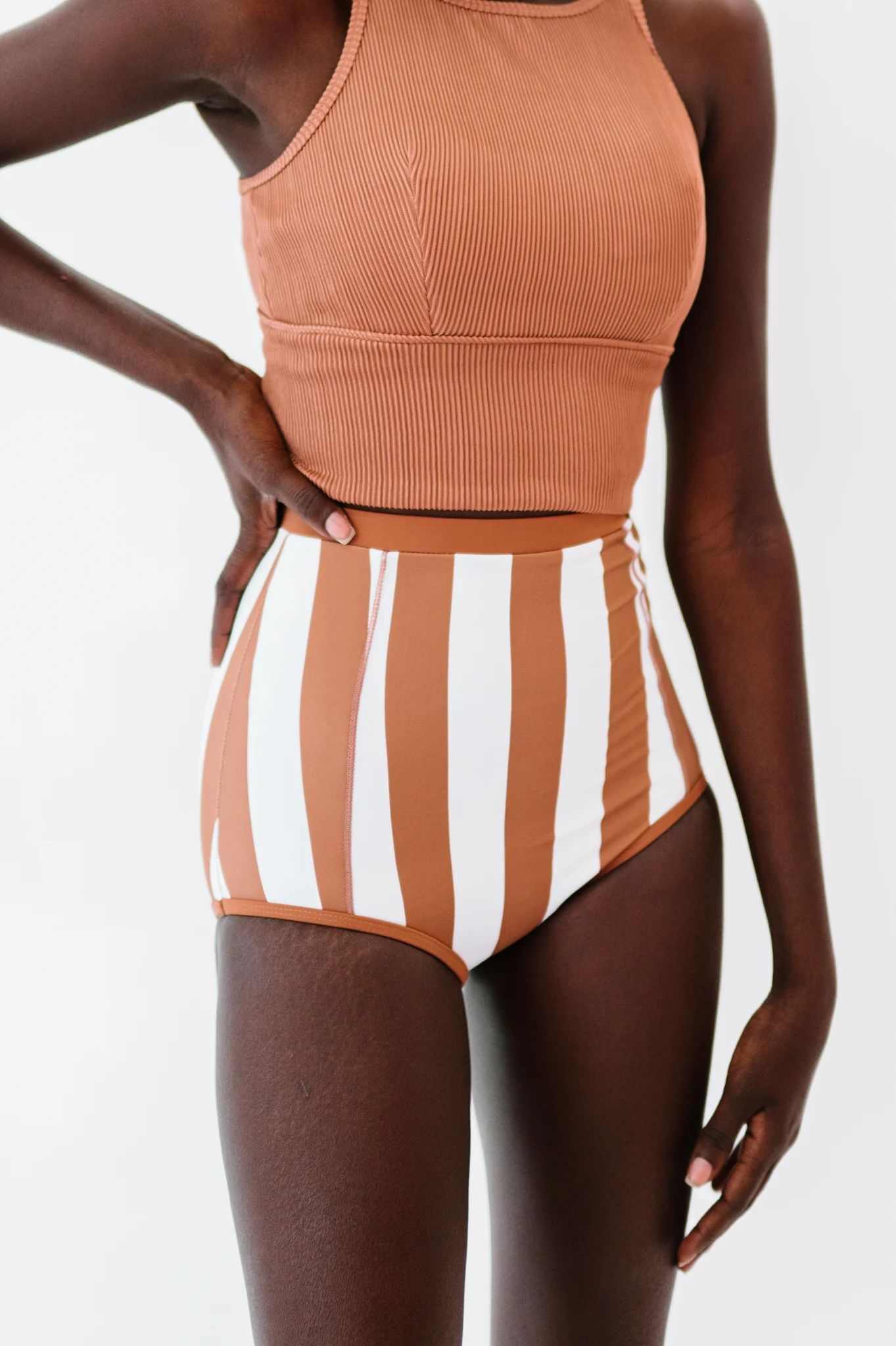 At The Beach Bottoms | Clay & White Stripes | Coral Reef Swim