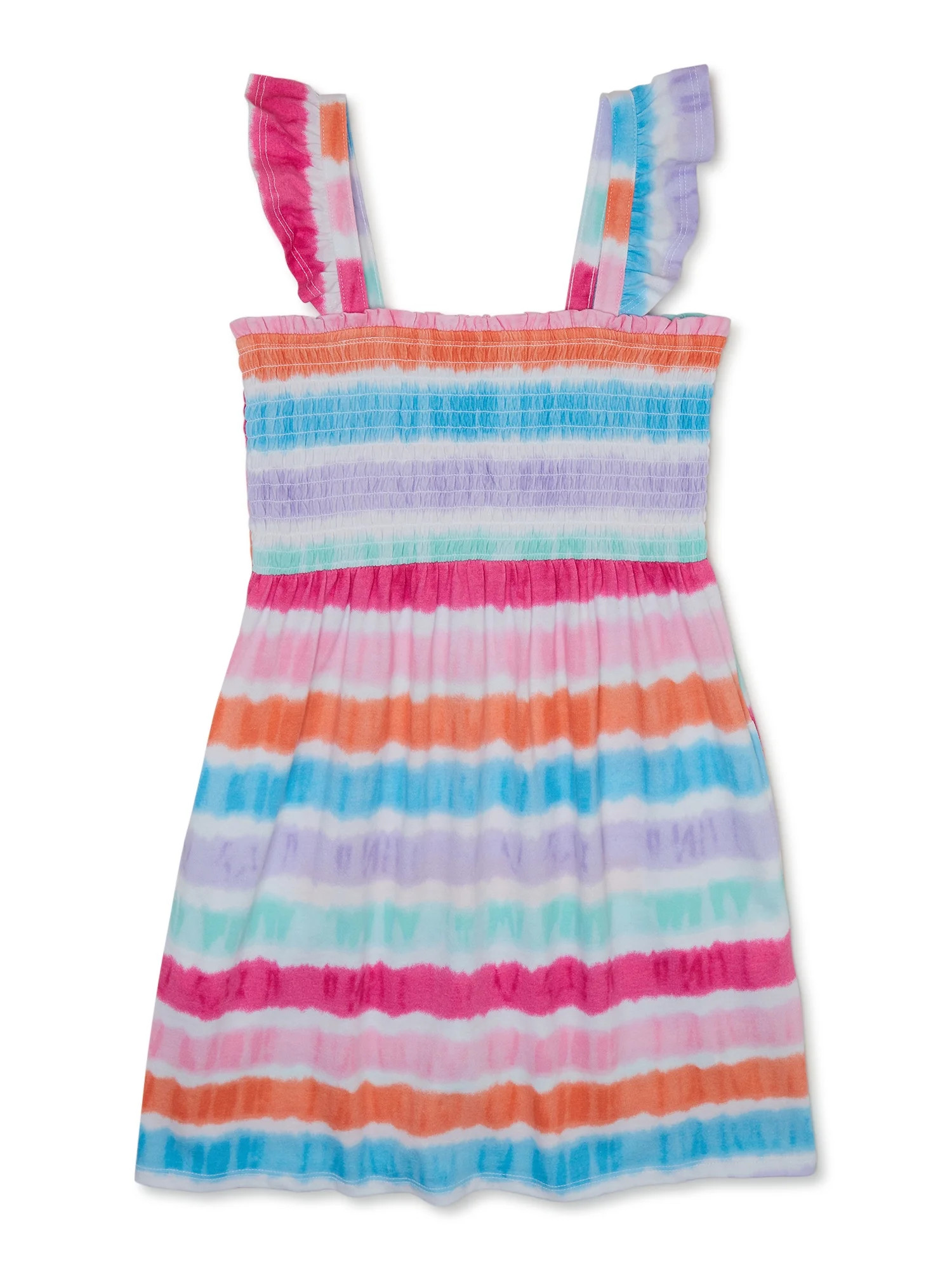 Wonder Nation Girls Smocked Bodice Dress, Sizes 4-18 and Plus | Walmart (US)
