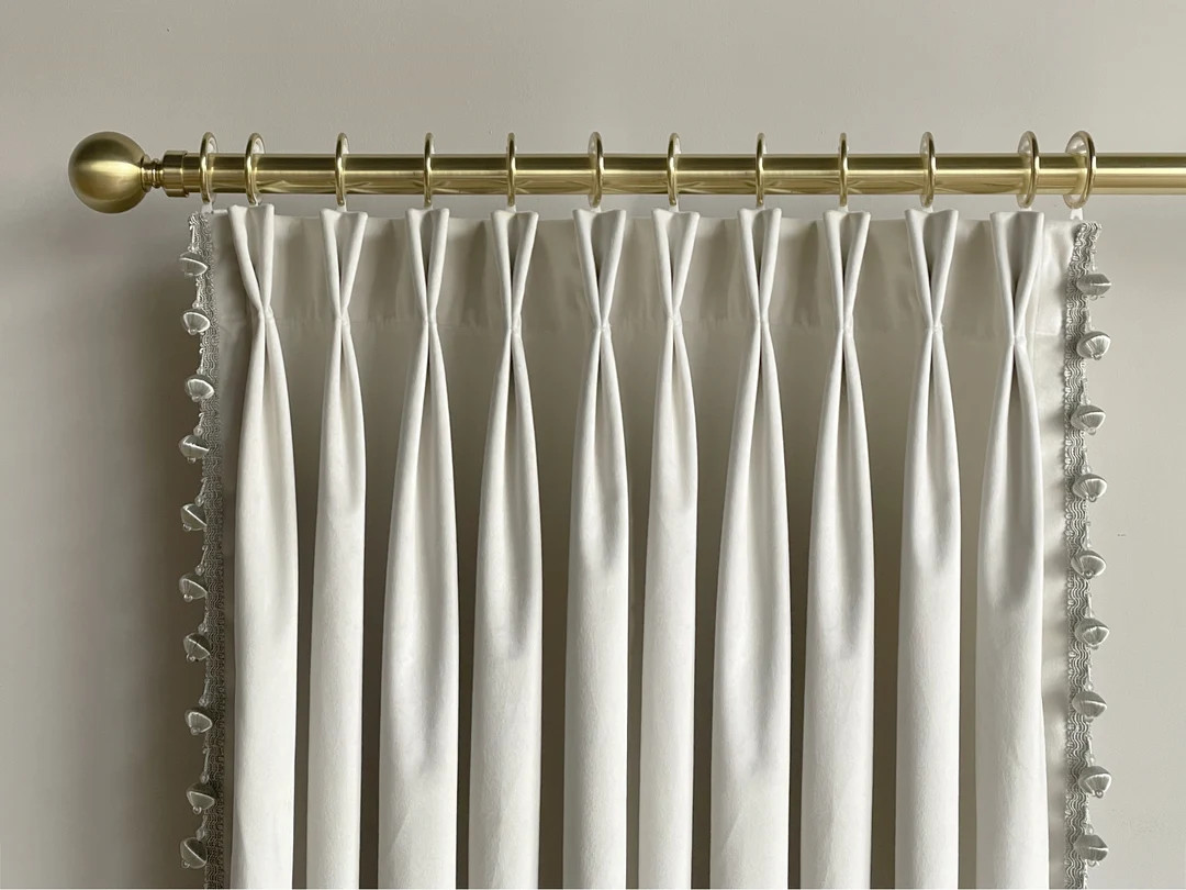 Off White Velvet Curtain Panels With Tassel Beautiful Custom - Etsy | Etsy (US)