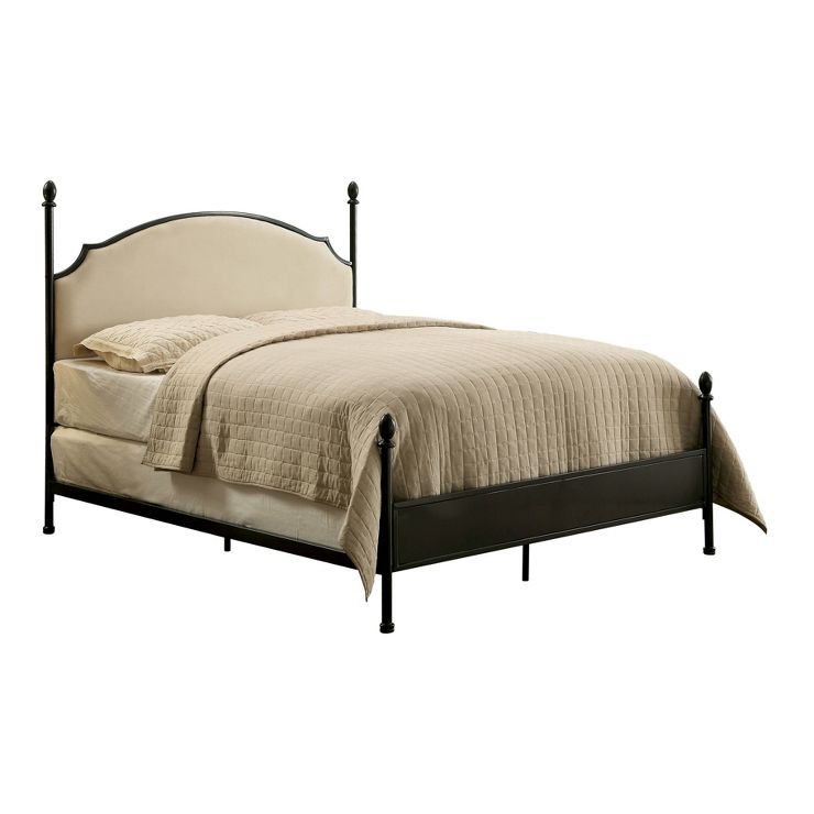 Geraldine Upholstered Headboard Poster Panel Bed Powder Coated Gun Metal - HOMES: Inside + Out | Target