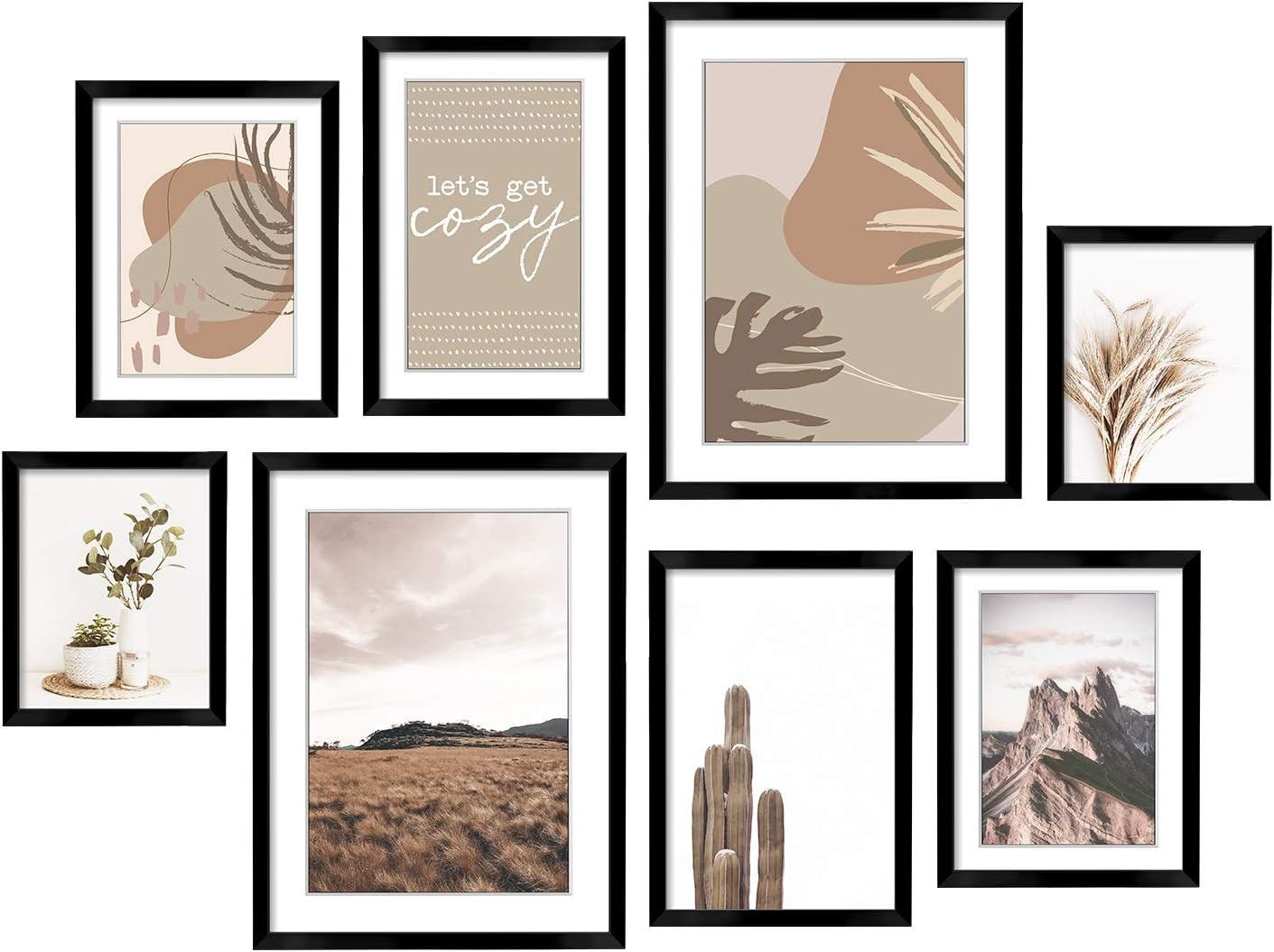 ArtbyHannah 8 Pack Modern Neutral Gallery Wall Kit Decorative Art Black Picture Frame Collage Set... | Amazon (US)