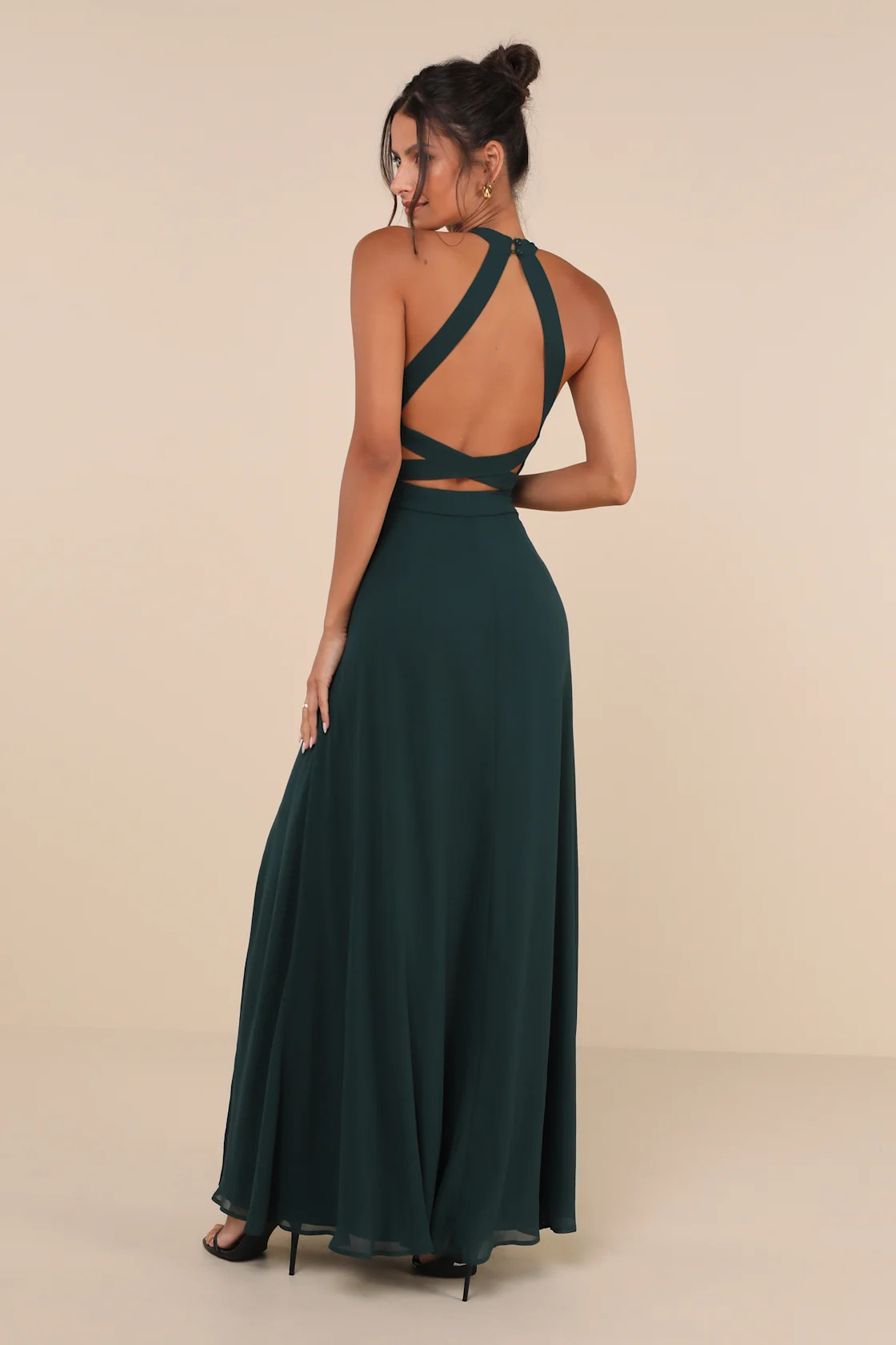 Confidently Charismatic Emerald Backless Halter Maxi Dress | Lulus