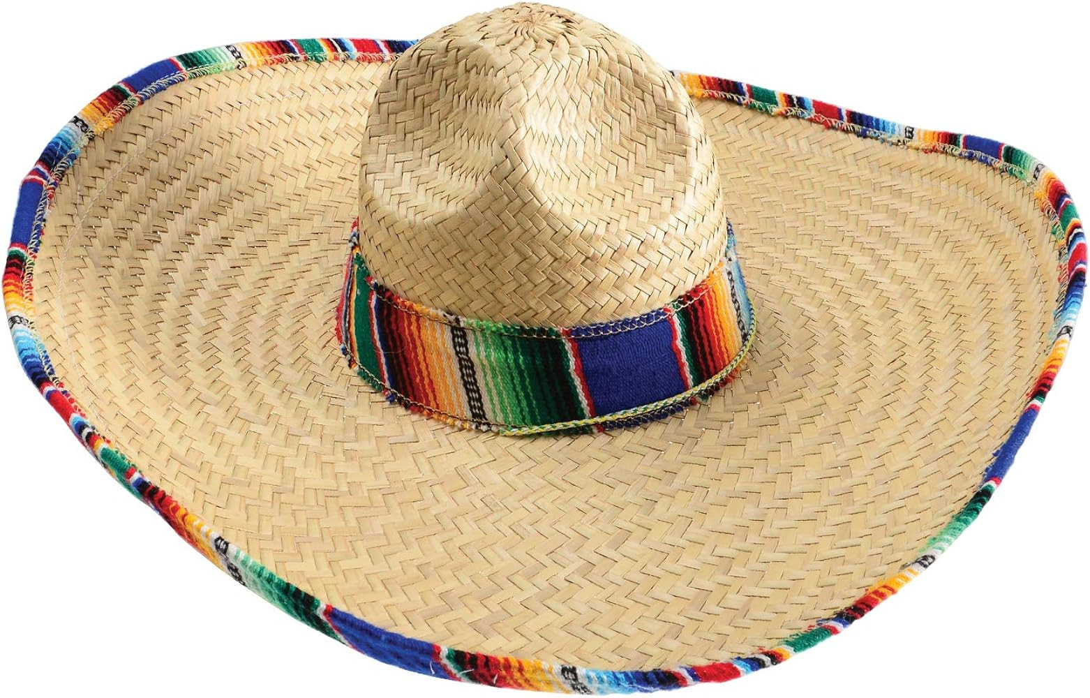 GiftExpress Mexican Sombrero Hat with Serape Trim, Adult Size, 21" Wide, Straw Hat for Cinco de M... | Amazon (US)