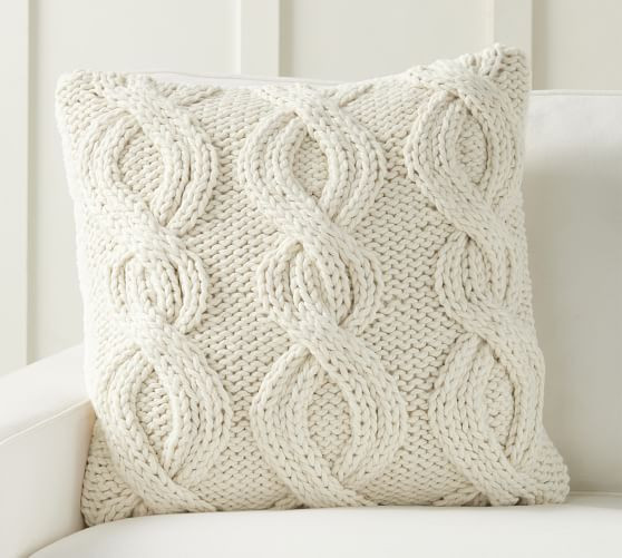 Alpine Mega Cable Sherpa Back Pillow Cover | Pottery Barn (US)
