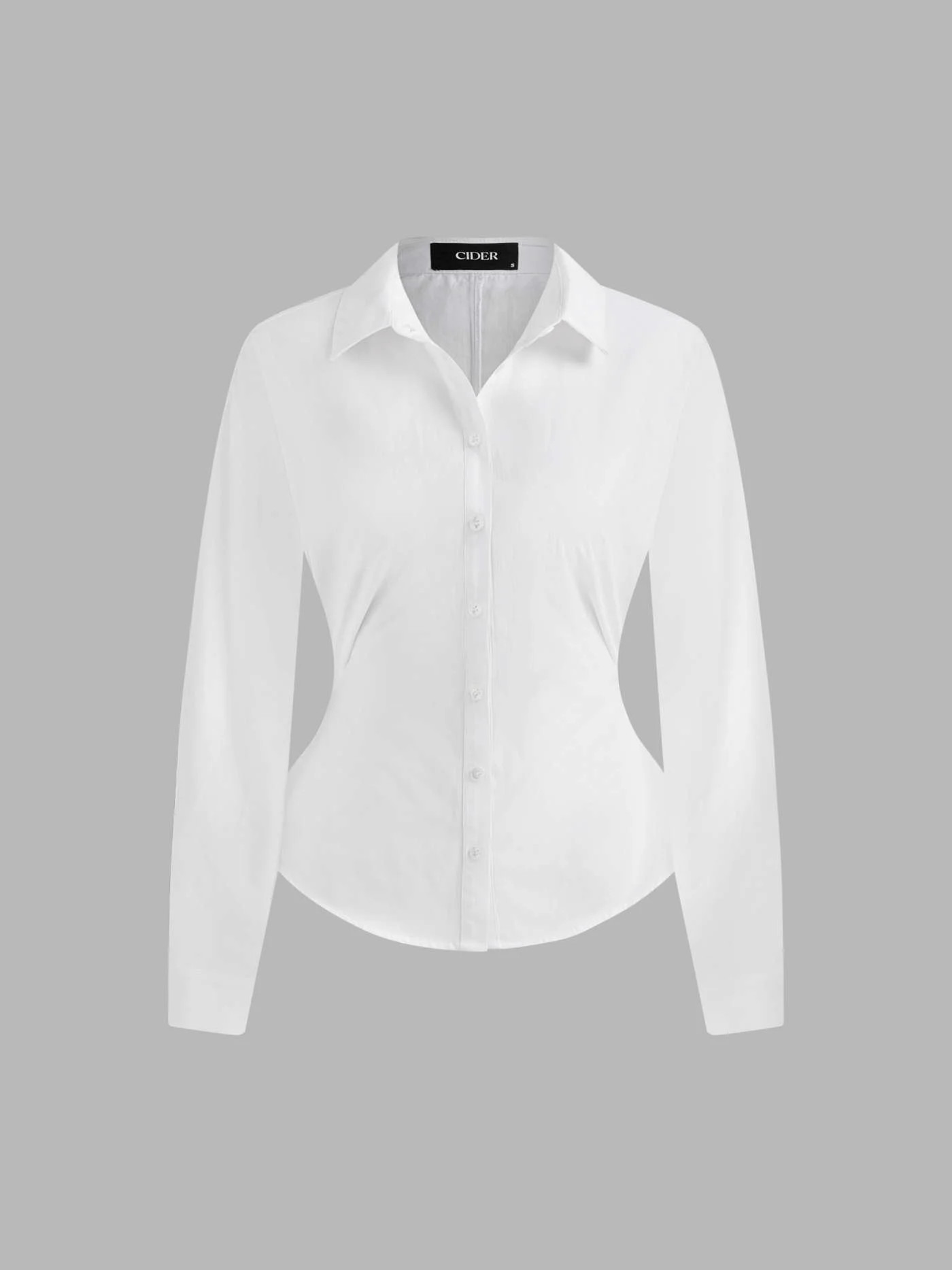 Collar Solid Button Long Sleeve Blouse | Cider
