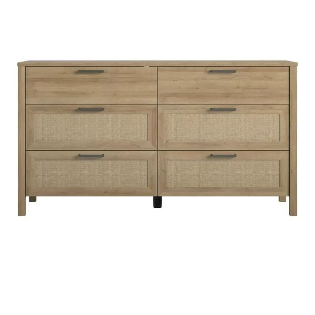 Queer Eye Wimberly 6 Drawer Dresser, Natural with Faux Rattan | Walmart (US)