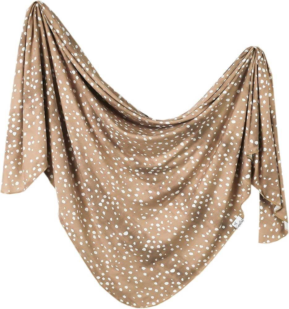 Large Premium Knit Baby Swaddle Receiving Blanket"Fawn" by Copper Pearl | Amazon (US)