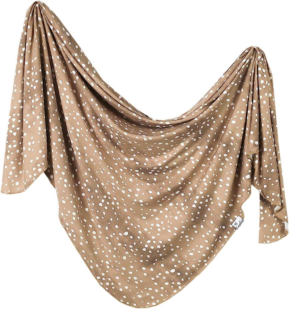 Large Premium Knit Baby Swaddle Receiving Blanket"Fawn" by Copper Pearl | Amazon (US)