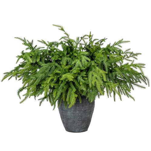 Briful 12PCS Christmas Norfolk Pine Branches Real Touch Norfolk Pine Stems DIY Crafts Artificial Christmas Norfolk Pine Branches for Xmas Garland Wreaths Indoor Outdoor Decor(22.5 Inches) | Amazon (US)