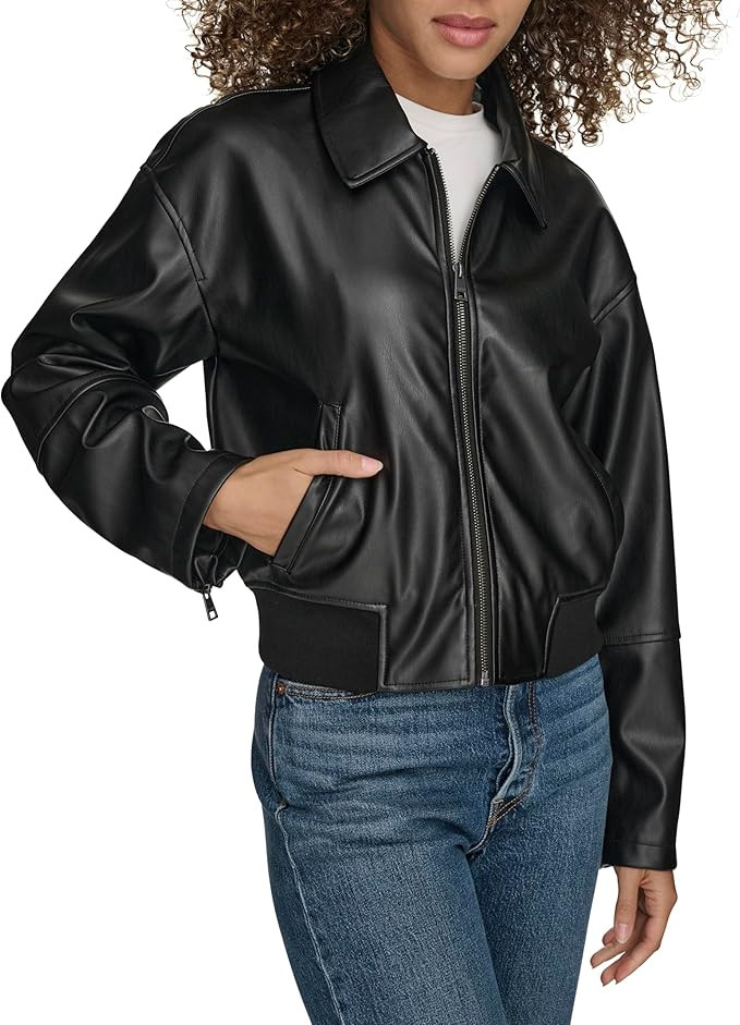 Levi's Women's Faux Leather Bomber With Laydown Collar | Amazon (US)
