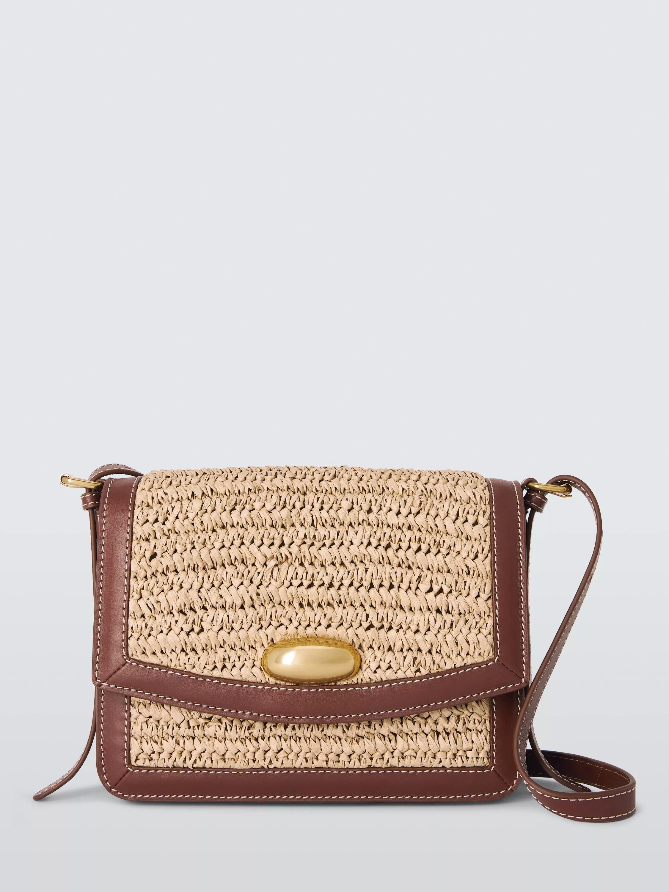 Intentional Raffia Leather Medium Crossbody Bag, Natural/Tan | John Lewis (UK)