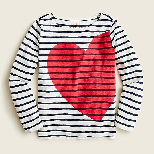 Girls' big heart boatneck tee in stripe | J.Crew US