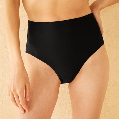 Women's Metallic High Waist Full Coverage Bikini Bottom - Shade & Shore™ Black | Target