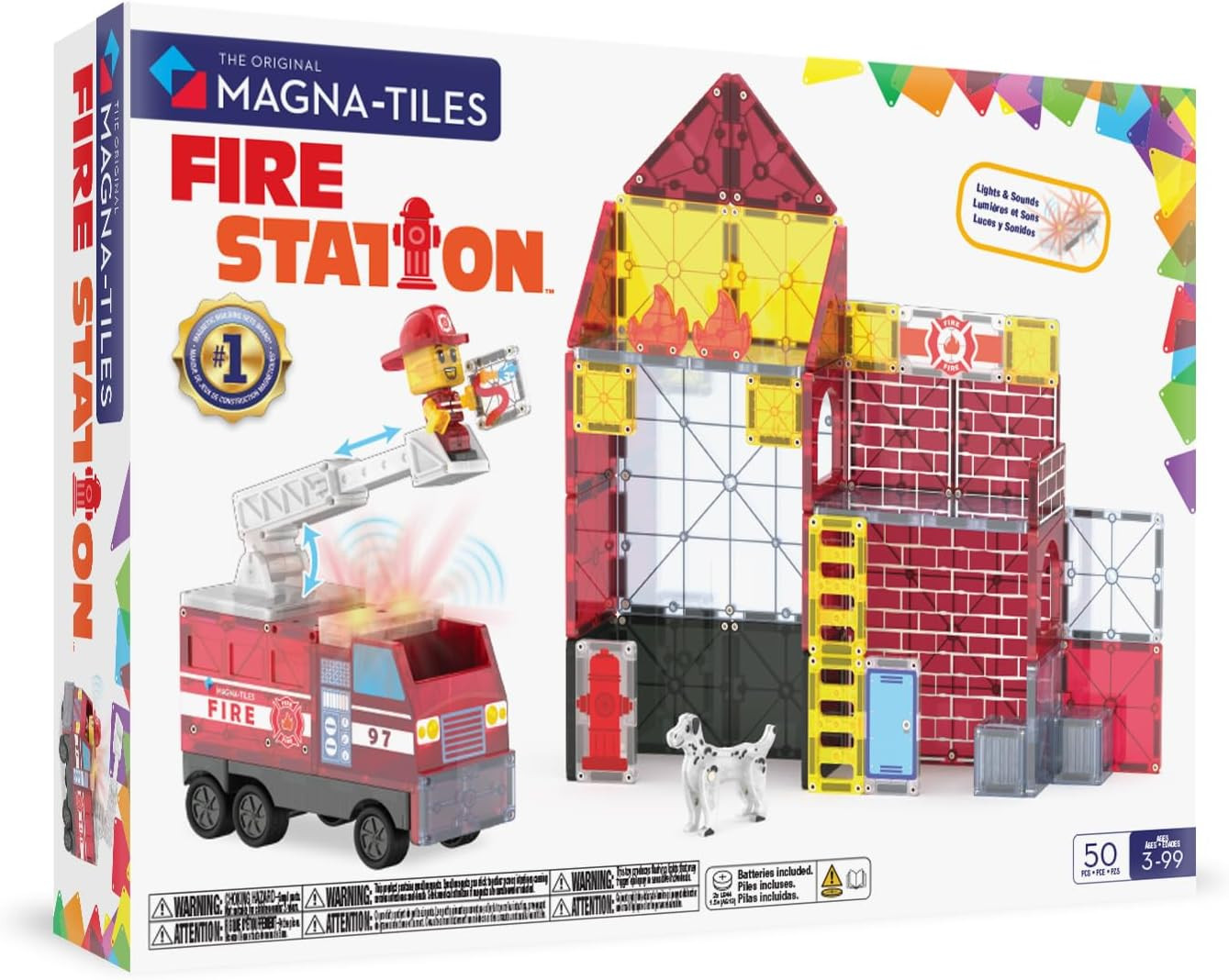 MAGNA-TILES Fire Station 50-Piece Magnetic Construction Set, The Original Magnetic Building Brand | Amazon (US)