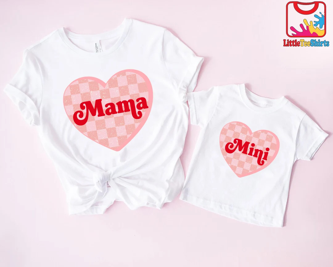 Mama and Mini Valentine Shirt, Valentine Day Shirt, Retro Valentines Heart, Matching Valentine Sh... | Etsy (US)