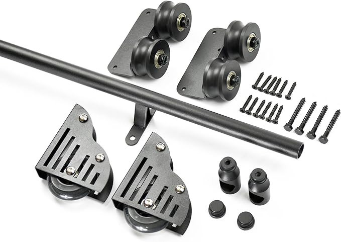 DIYHD LT-30 Length 39-3/4" Round Tube Sliding Library Hardware Rolling Full Set Track Kit(No Ladd... | Amazon (US)
