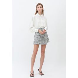Tweed Asymmetric Mini Skirt in Black | Chicwish