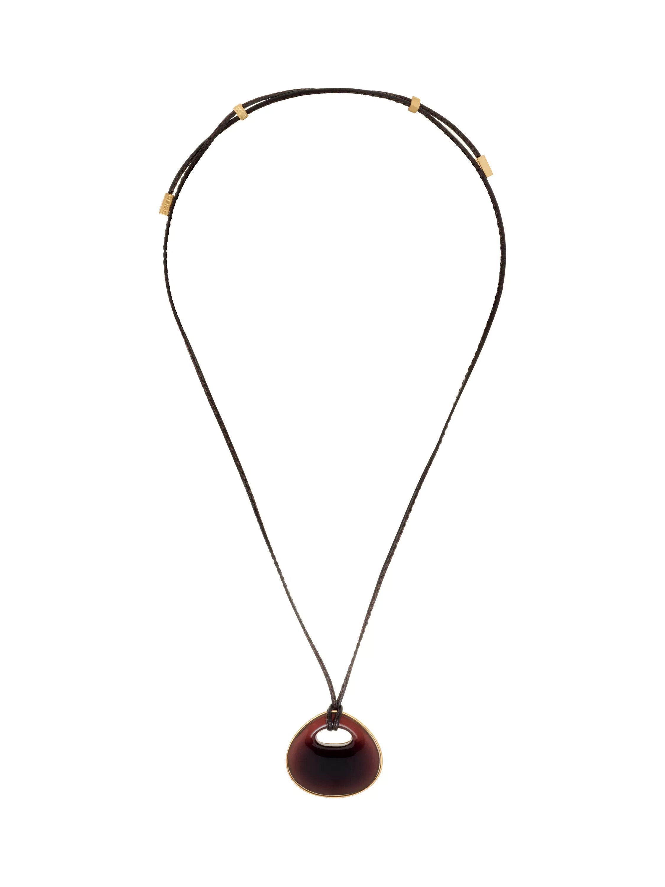 Reiss Pippa Polished Resin Large Pebble Cord Pendant Necklace, Gold/Burgundy | John Lewis (UK)