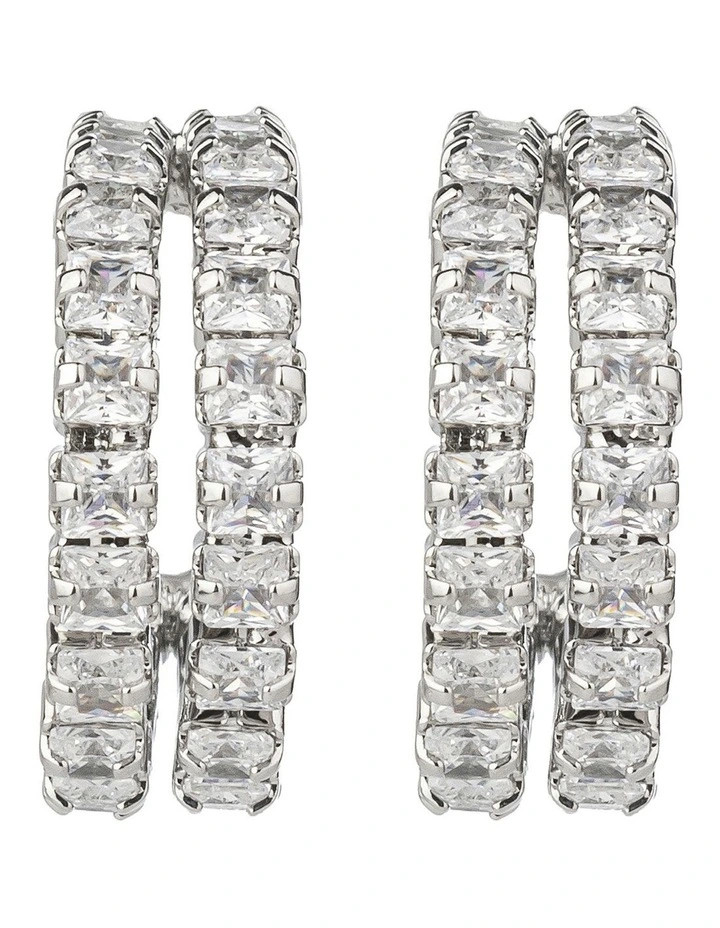 CZ Hoop Earrings in Silver | Myer