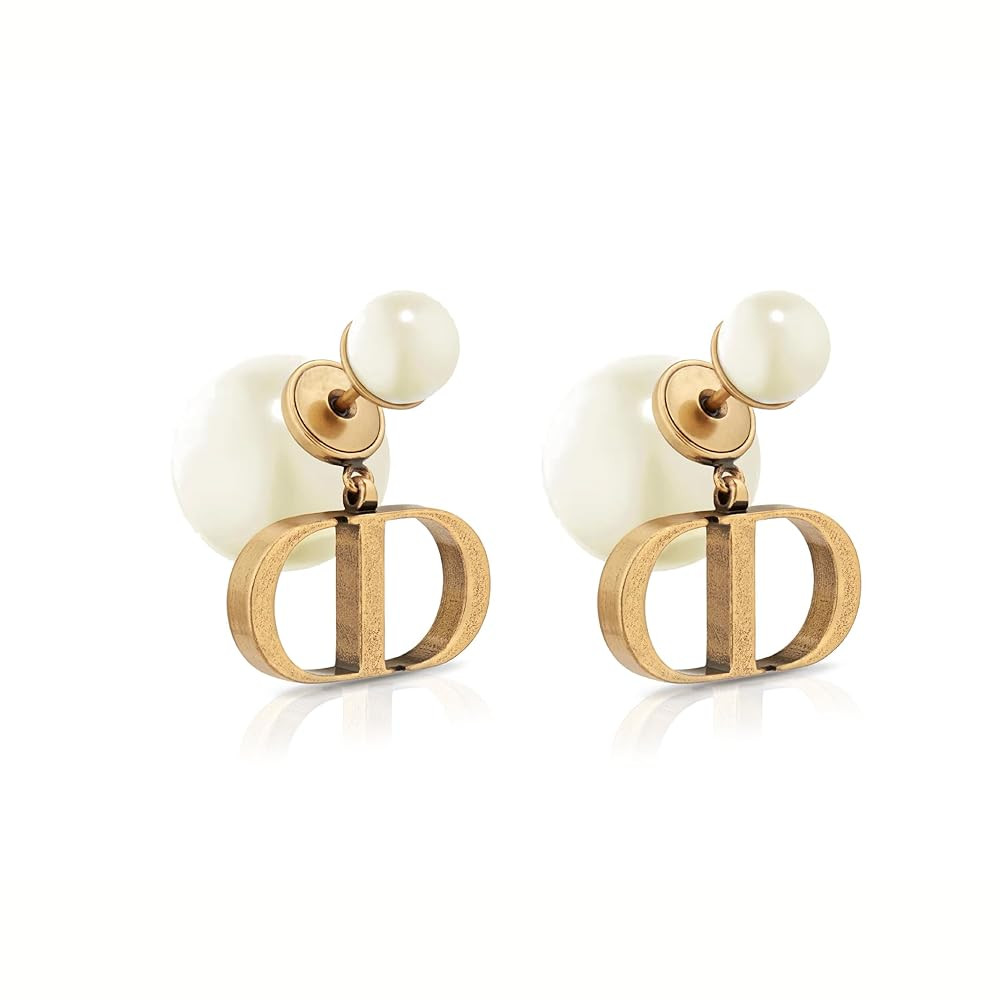 Personalized Initial Pearl Stud Earrings,Hypoallergenic 925 Silver Alphabet Jewelry for Women Ele... | Amazon (US)