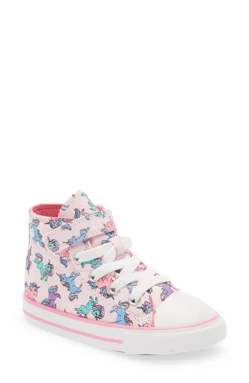 Converse Kids' Chuck Taylor® All Star® 1V Hi High Top Sneaker in Pink Foam/University Blue at Nordst | Nordstrom