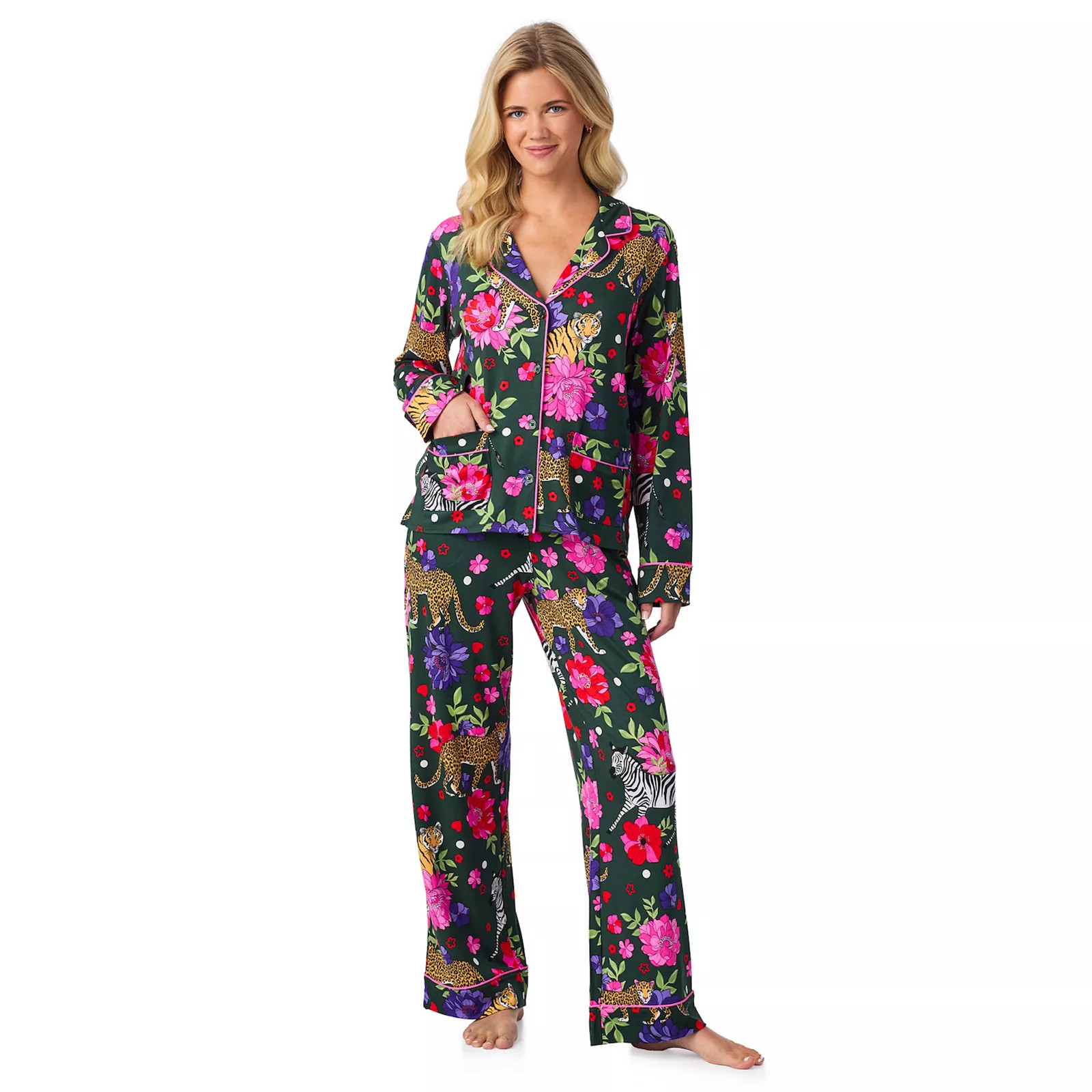 Women's Beauty Sleep Social 2-pc. Cozy Long Sleeve Notch Collar Pajama Top & Pajama Bottoms Set | Kohl's