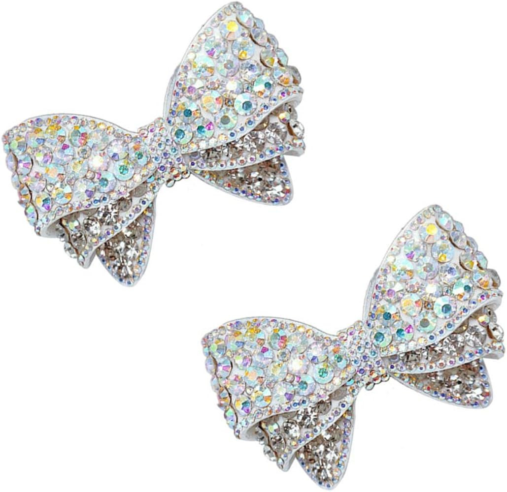 MLAVXCC 1 Pair Handmade Rhinestone Bow Shoe Clips Shoes Decoration Bridal Wedding Party | Amazon (US)