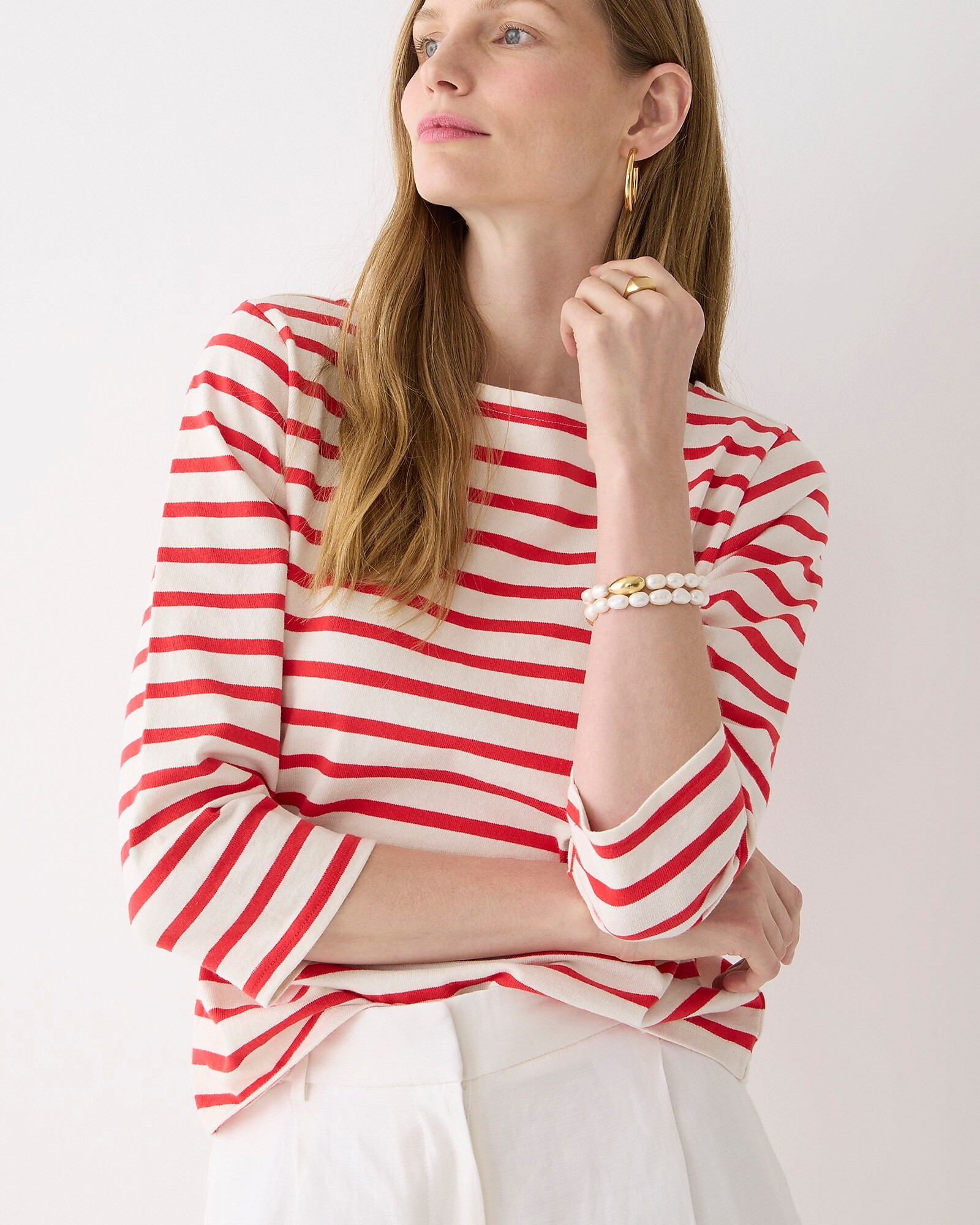 Classic-fit boatneck top in stripe | J. Crew US