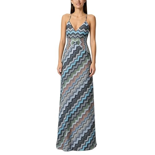 Plunging Neckline Dress V Neck Maxi Dress Colorful Chevron Print Backless Dress for Beach Vacatio... | Amazon (US)